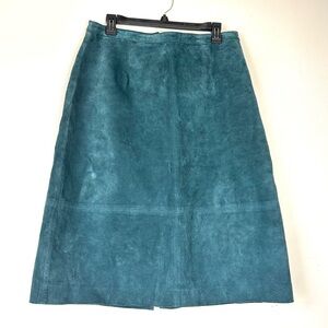 BRANDON THOMAS Elegant Teal Suede Skirt size 14